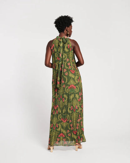 Frances Valentine Slim Pleated Maxi Dress | Canopy Green