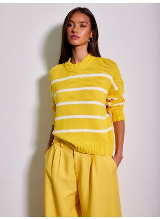 Fifteen Twenty Yellow Striped Cotton Sweater