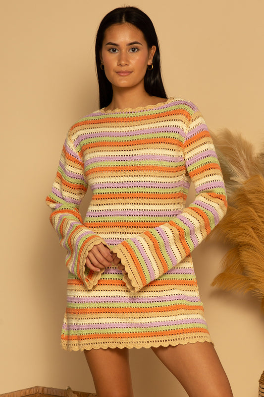 Shore Brand Crochet Bell Sleeve Dress