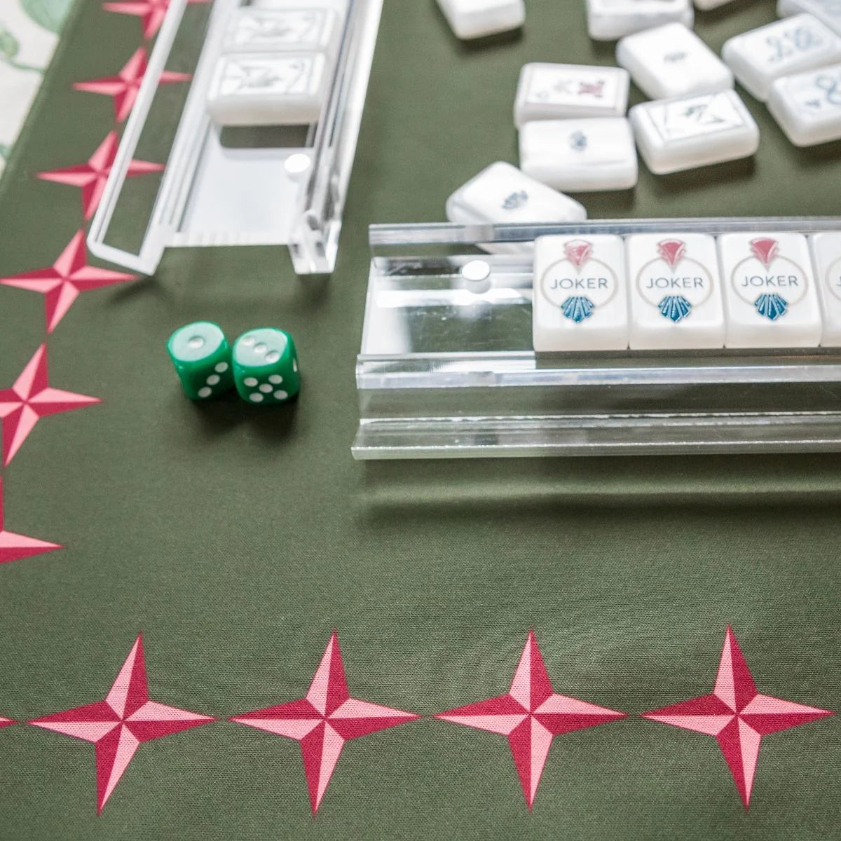 The Mahjong House Deco Olive & Red Mat | Double Sided