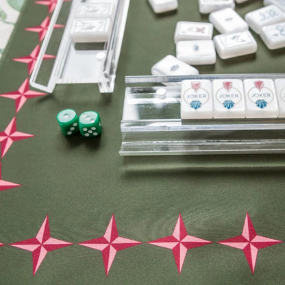 The Mahjong House Deco Olive & Red Mat | Double Sided
