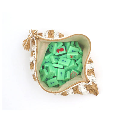 The Mahjong House Raffia Tile Bag | White & Natural