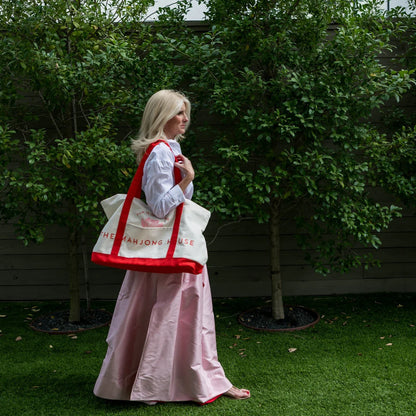 The Mahjong House Canvas Carry All Tote | Red