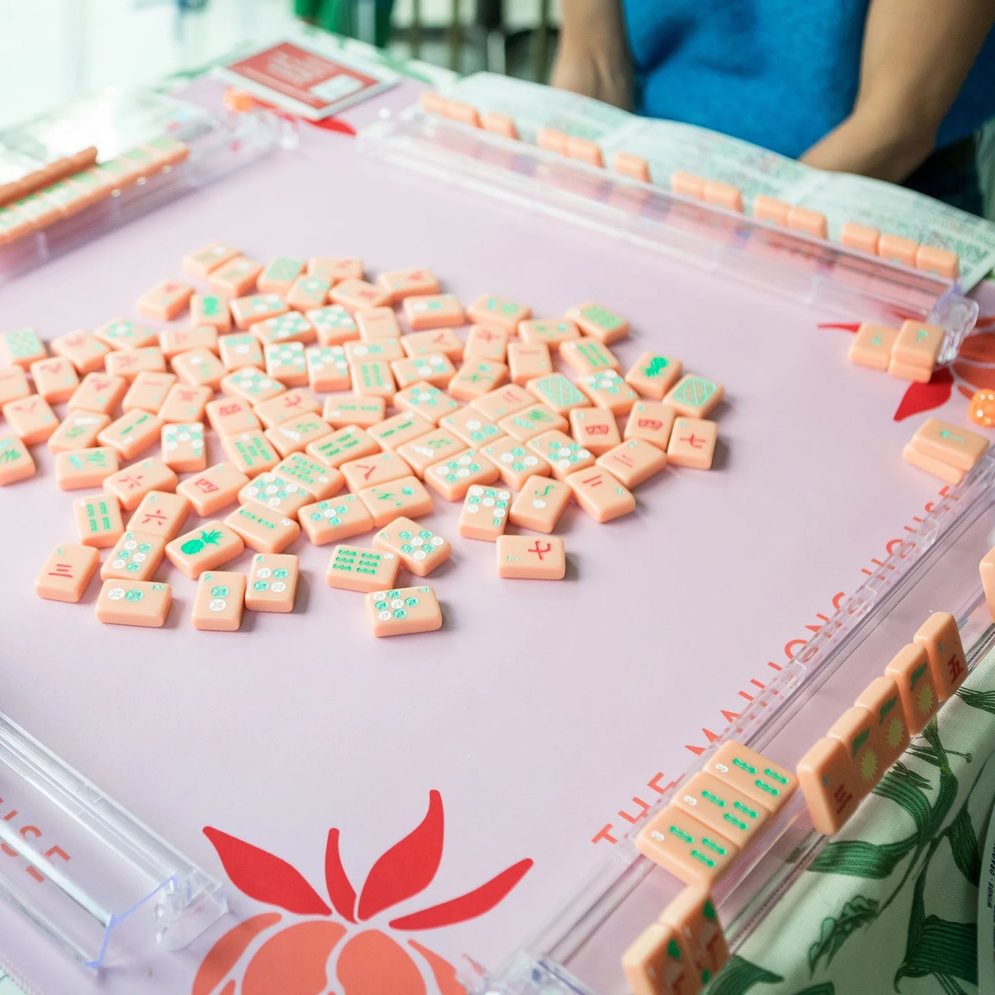 The Mahjong House Peony Mat | Coral