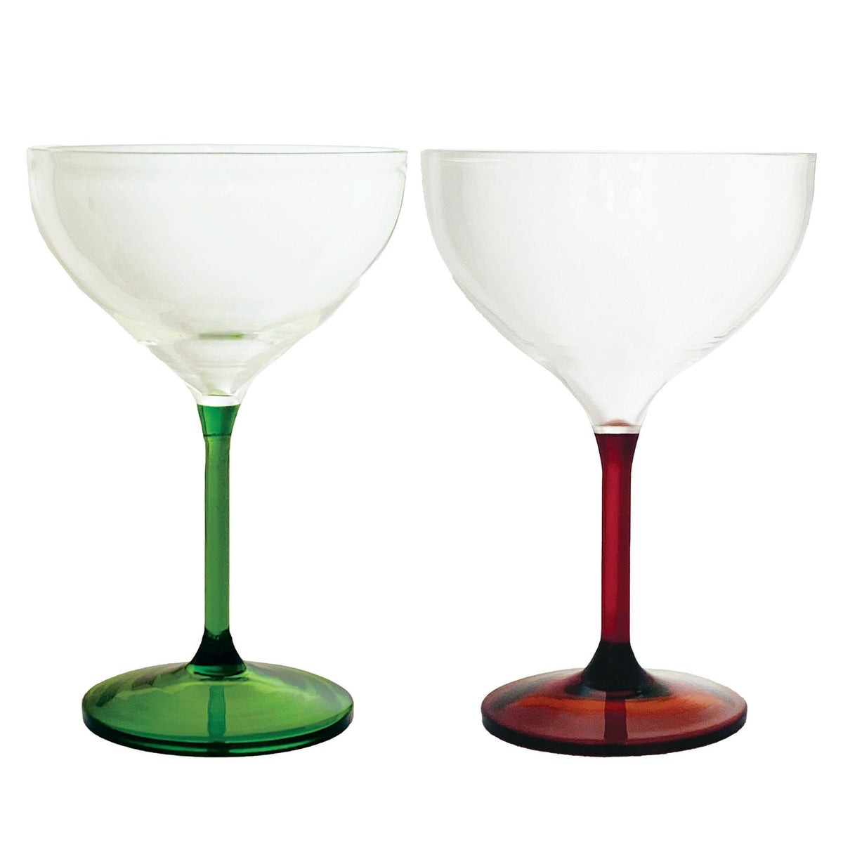Hand-Blown Coupe Glass with Colored Stem