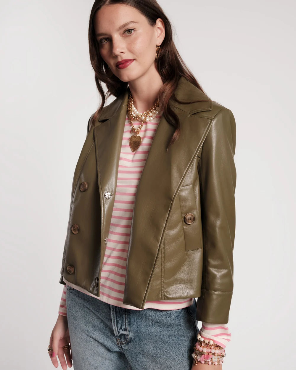 Frances Valentine Moto Jacket Faux Leather | Olive