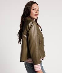 Frances Valentine Moto Jacket Faux Leather | Olive