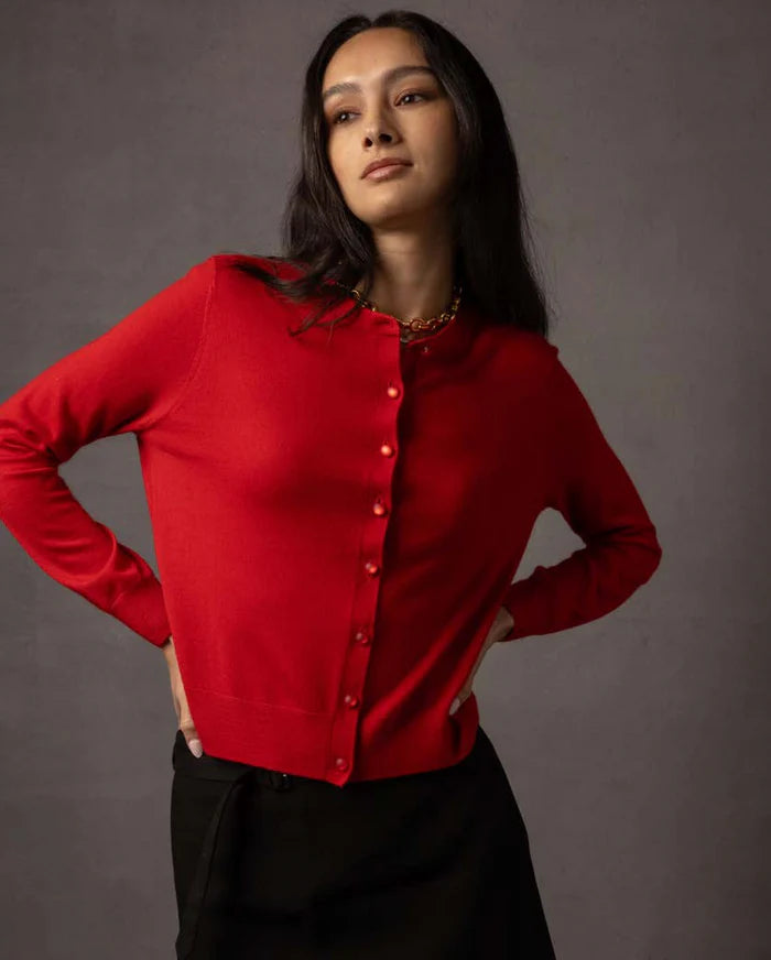 27 Miles Yasmin Button Up Sweater | Crimson