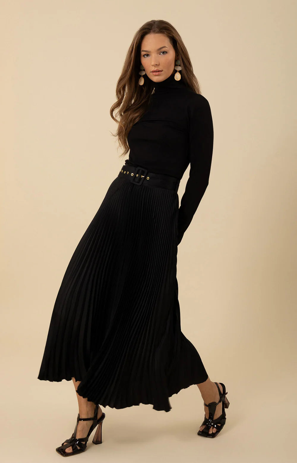 Hale Bob Black Pleated Skirt