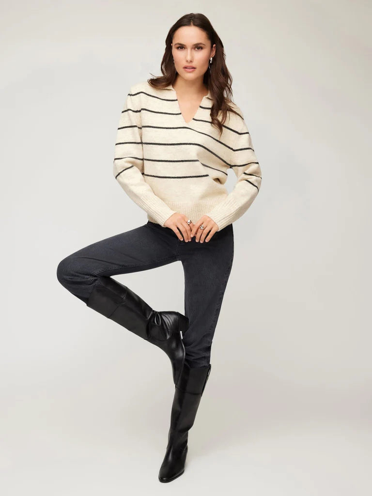 Fifteen Twenty Lisa Striped Sweater in Oatmeal and Black