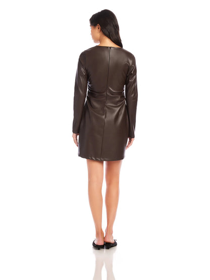 Fifteen Twenty Faux Leather Ziggy Dress in Brown