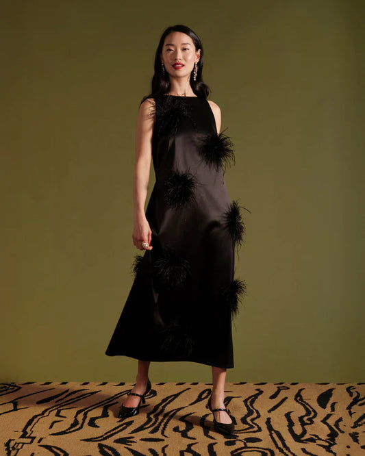 Frances Valentine Francesca Maxi Dress Feather Pouf Dress