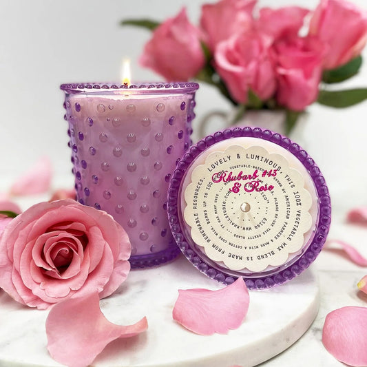 Simpatico Rhubarb and Rose Hobnail Candle