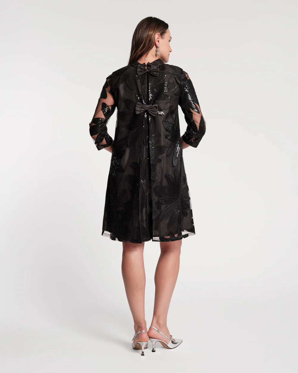 Frances Valentine Diplomat Mini Dress Sequin Floral Black