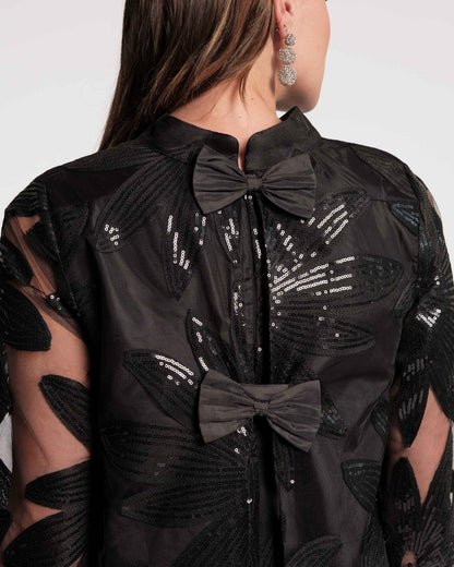 Frances Valentine Diplomat Mini Dress Sequin Floral Black