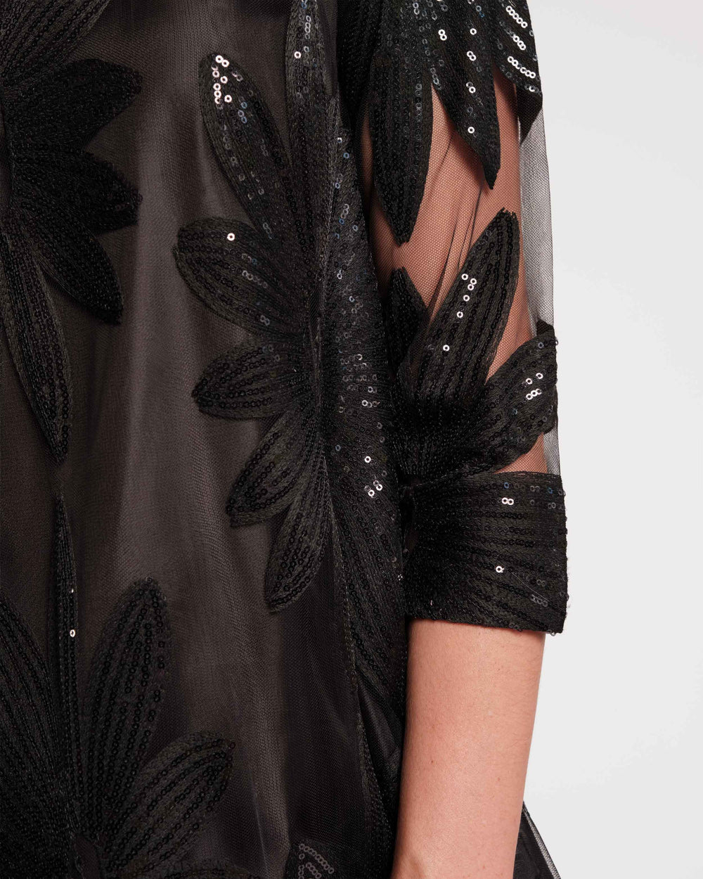 Frances Valentine Diplomat Mini Dress Sequin Floral Black