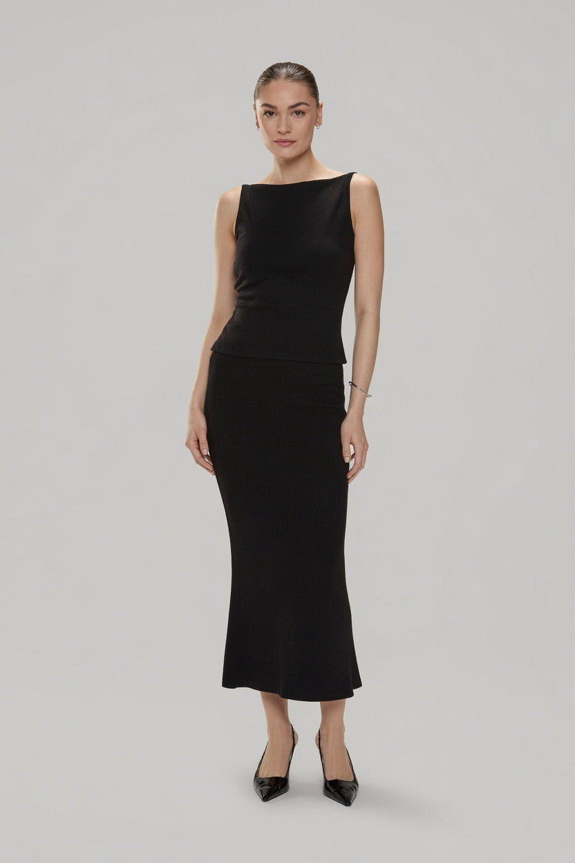Jasmine Elaine Ribbed Knit Tank Top | Black