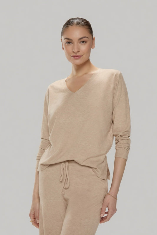 Jasmine Elaine V Neck Sweater | Camel