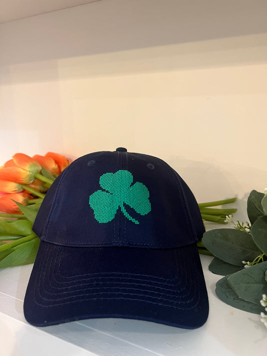 Needlepoint Shamrock Baseball Hat