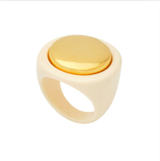 Lucas Jack Ivory & Gold Resin Ring
