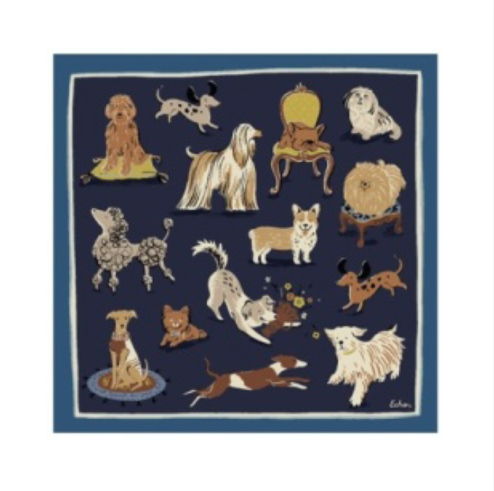 Echo Doggie Daycare Silk Scarf | Navy