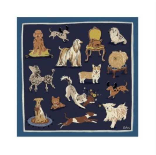 Echo Doggie Daycare Silk Scarf | Navy