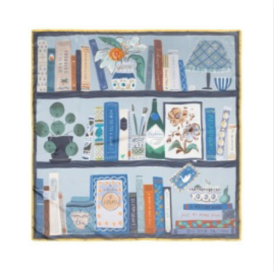 Echo Bookworm Silk Scarf | Denim Blue