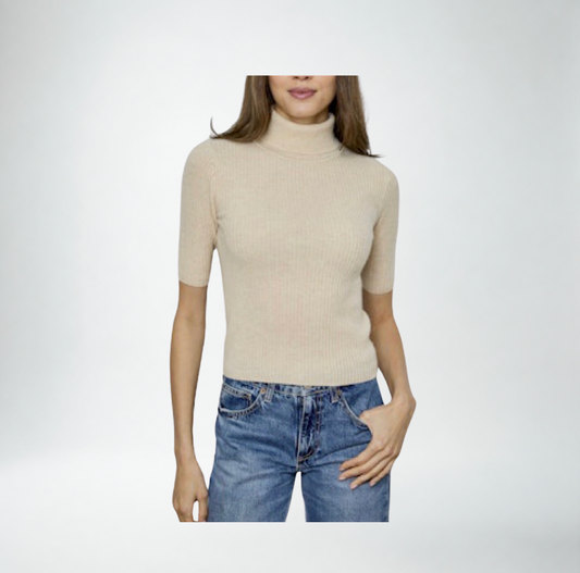 Design History Cashmere Shortsleeved Ribbed Turtleneck | Dust