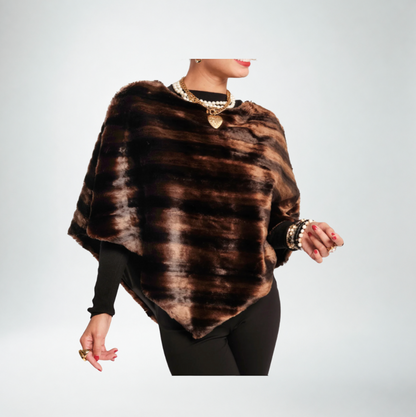 Frances Valentine Envoy Poncho | Brown Faux Fur