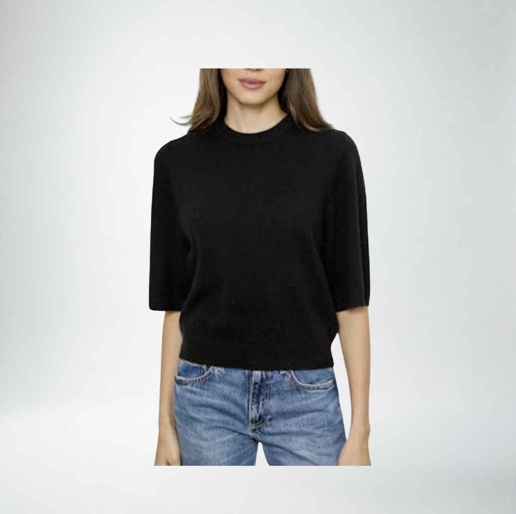 Design History Cashmere Shortsleeved Crew Sweater | Black