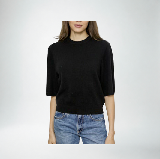 Design History Cashmere Shortsleeved Crew Sweater | Black