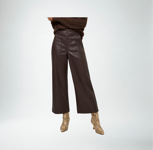 Fifteen Twenty Rylee Cropped Pant | Brown Faux Leather