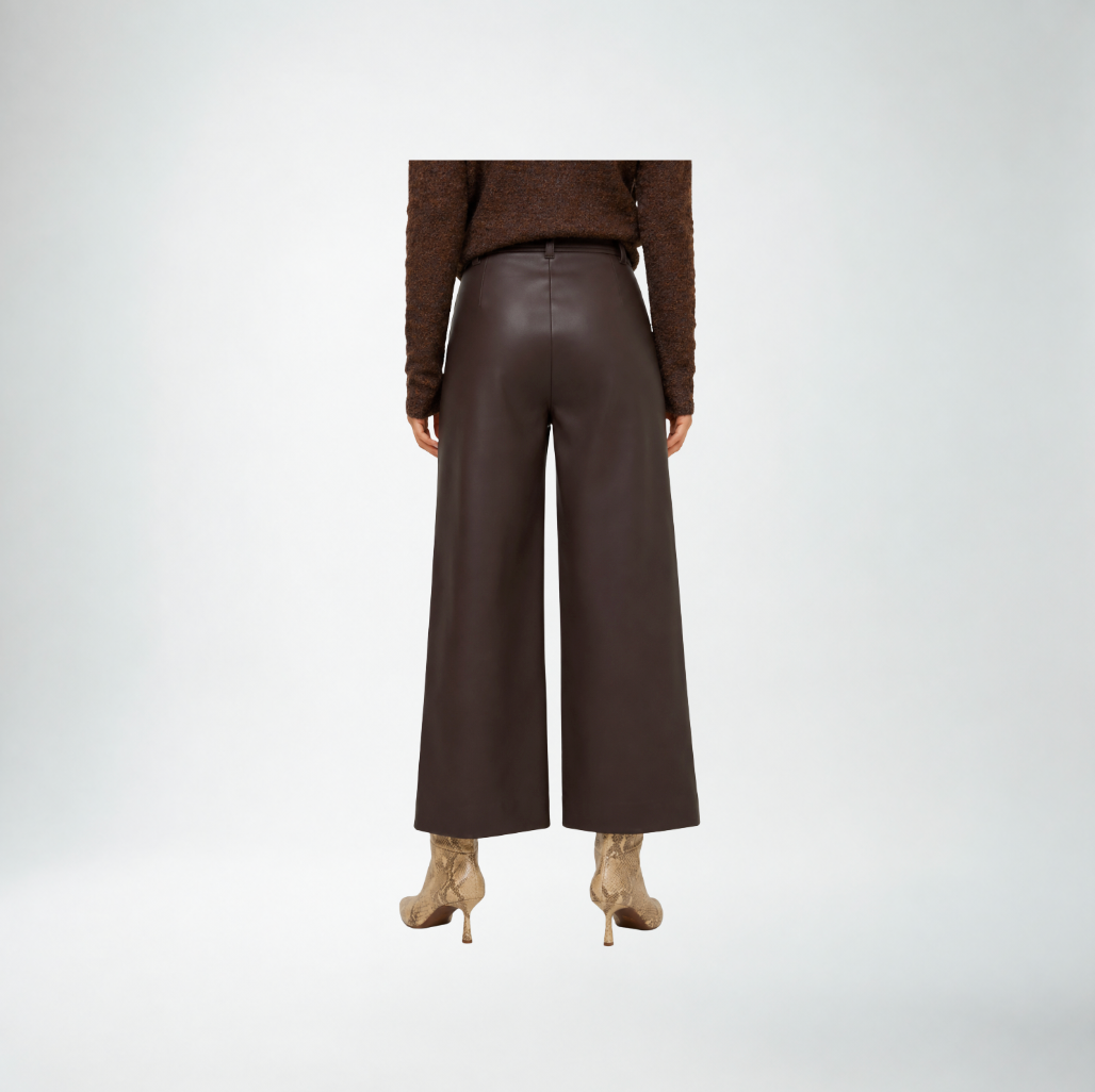 Fifteen Twenty Rylee Cropped Pant | Brown Faux Leather