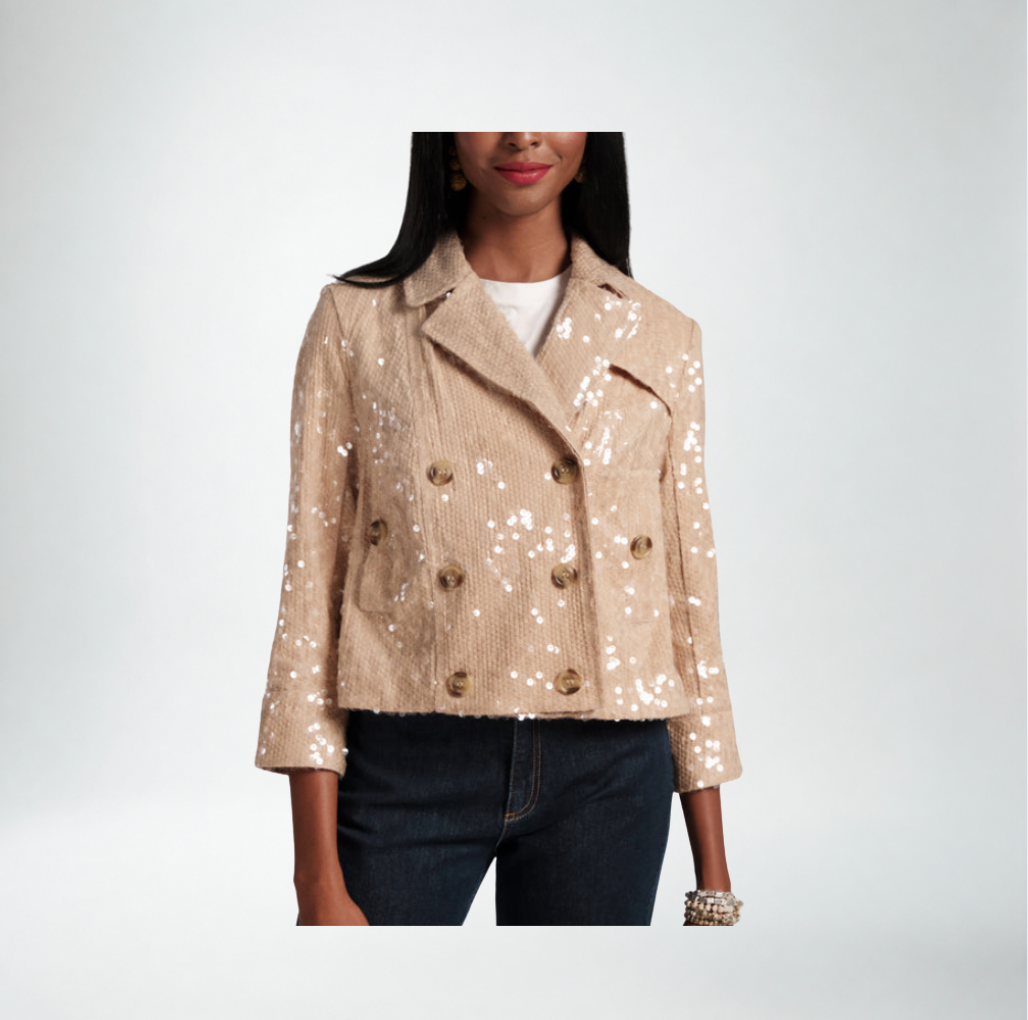 Frances Valentine Sequin Moto Jacket | Champagne