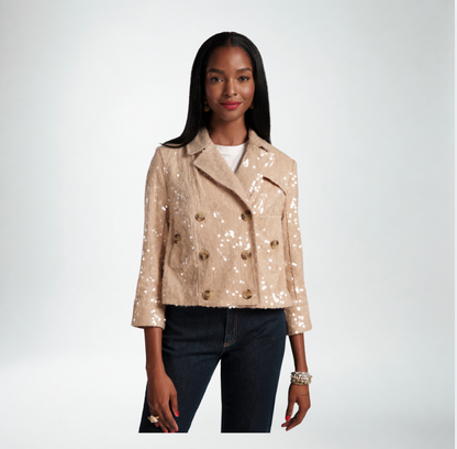 Frances Valentine Sequin Moto Jacket | Champagne