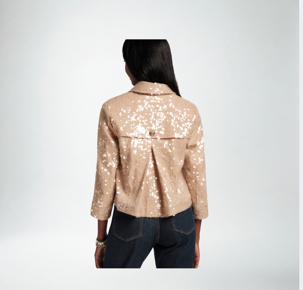 Frances Valentine Sequin Moto Jacket | Champagne