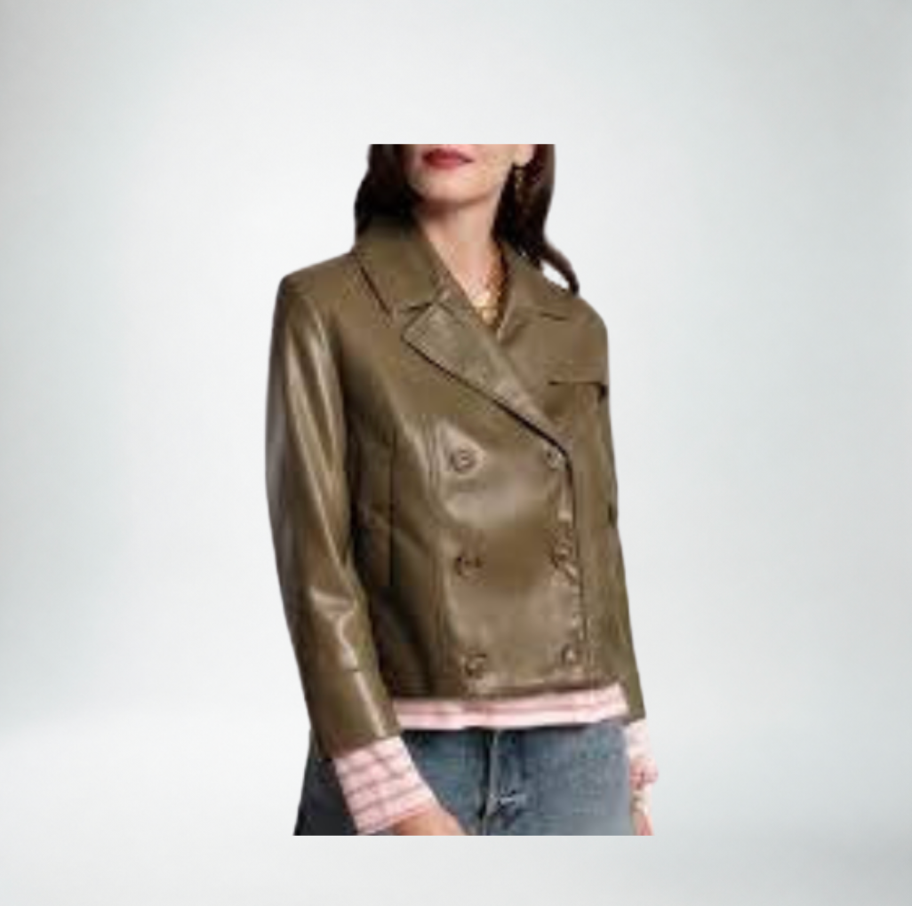 Frances Valentine Moto Jacket | Olive Faux Leather