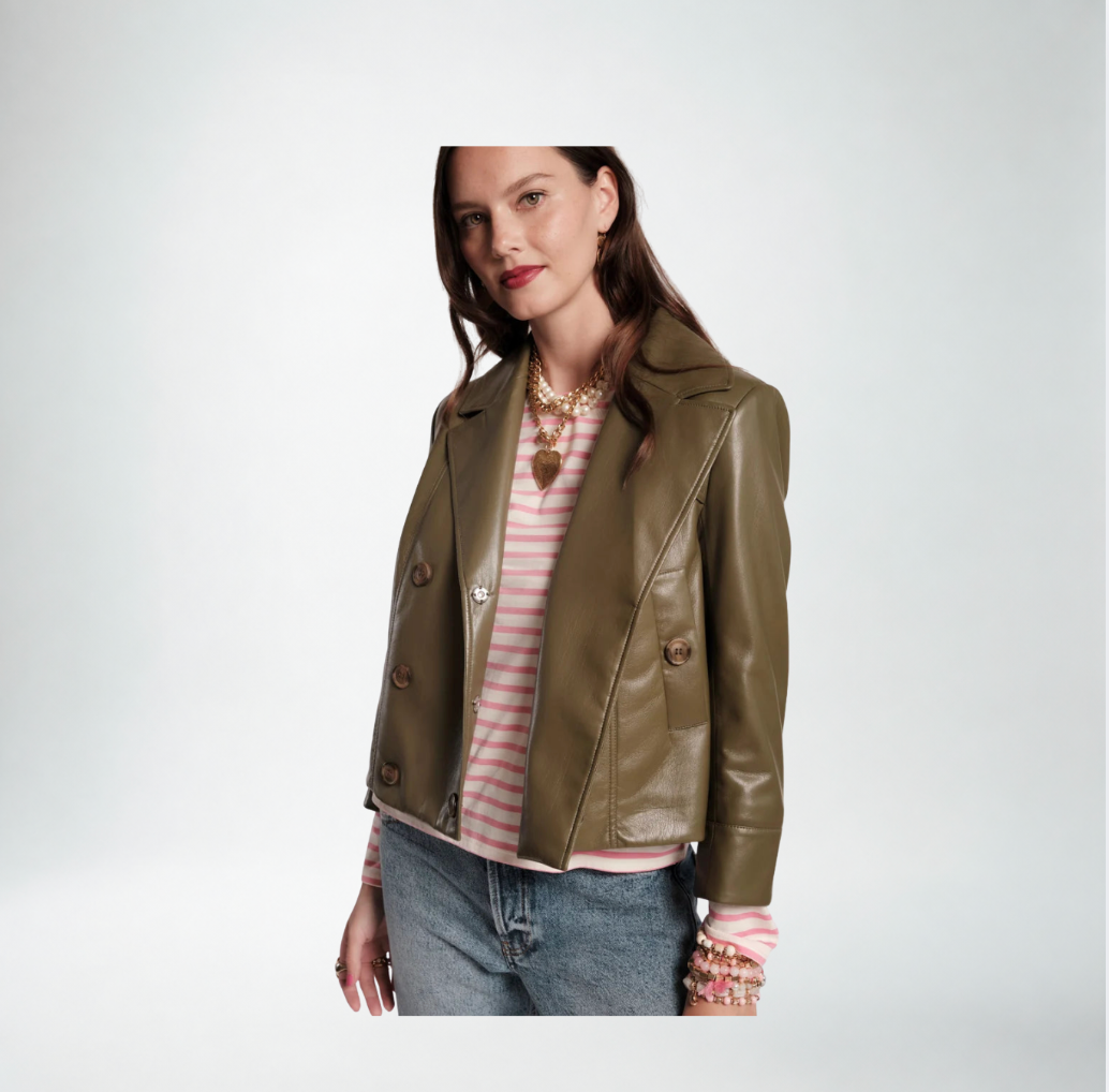 Frances Valentine Moto Jacket | Olive Faux Leather