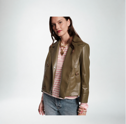 Frances Valentine Moto Jacket | Olive Faux Leather