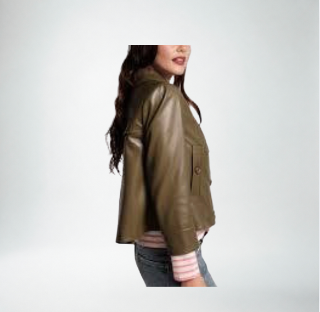 Frances Valentine Moto Jacket | Olive Faux Leather