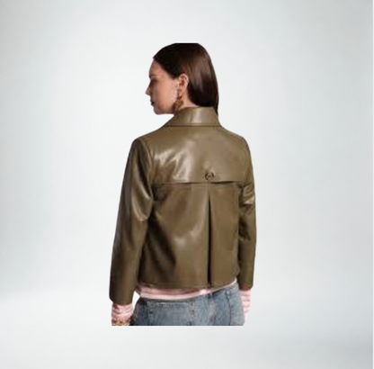 Frances Valentine Moto Jacket | Olive Faux Leather