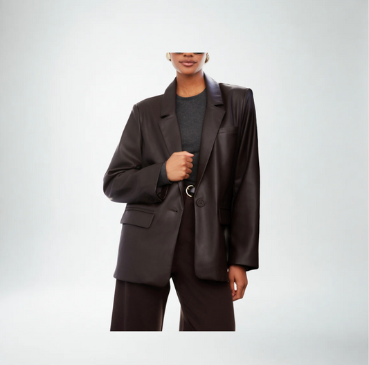 Fifteen Twenty Regan Blazer |Brown Faux Leather