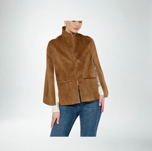 Flora Bea Sage Cape | Camel Suede