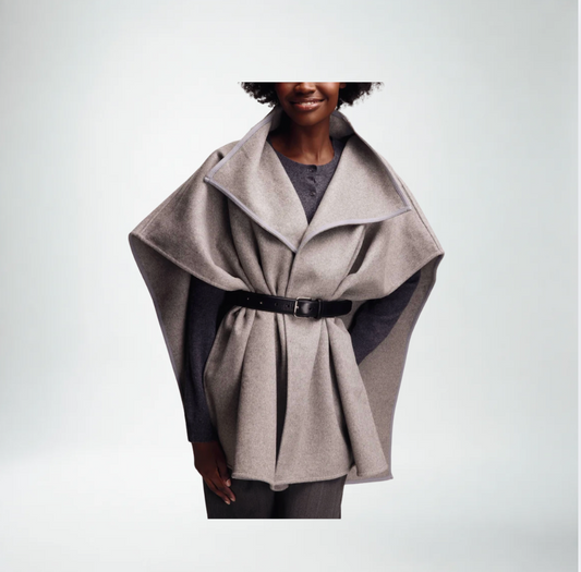 Echo Collar Ruana Wrap | Grey Heather