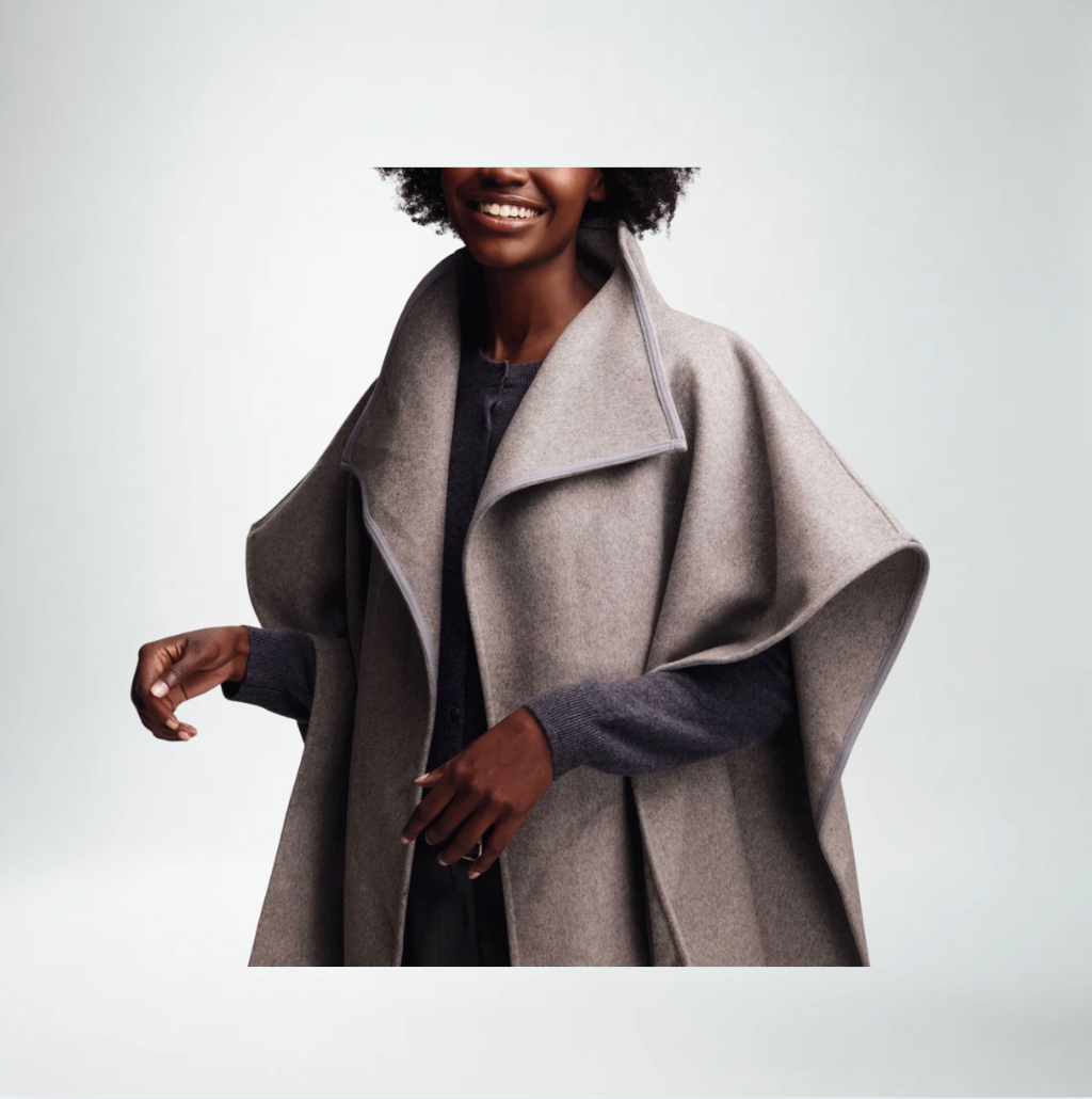 Echo Collar Ruana Wrap | Grey Heather
