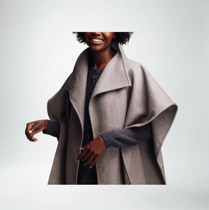 Echo Collar Ruana Wrap | Grey Heather