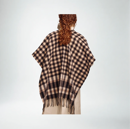 Echo Bordered Check Ruana | Black