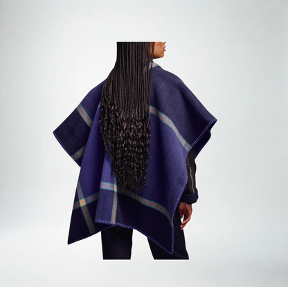 Echo Exploded Plaid Ruana | Navy