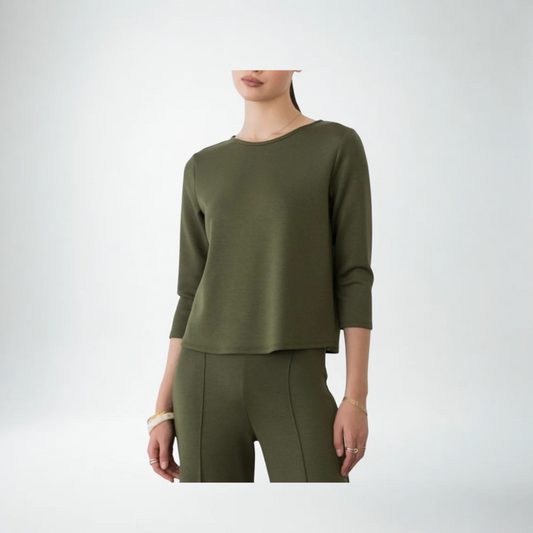 Ripley Rader Scuba 3/4 Sleeve Top | Olive