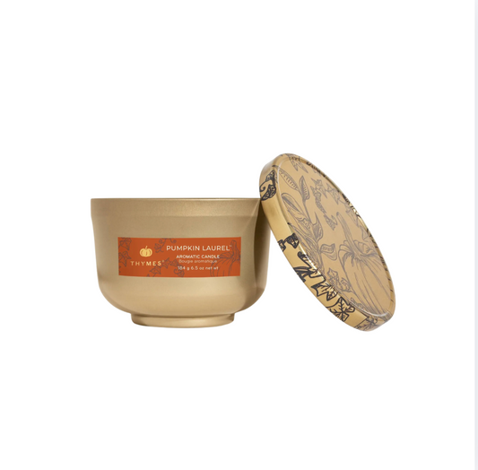 Thymes Tin Candle | Pumpkin Laurel 6.5 Oz